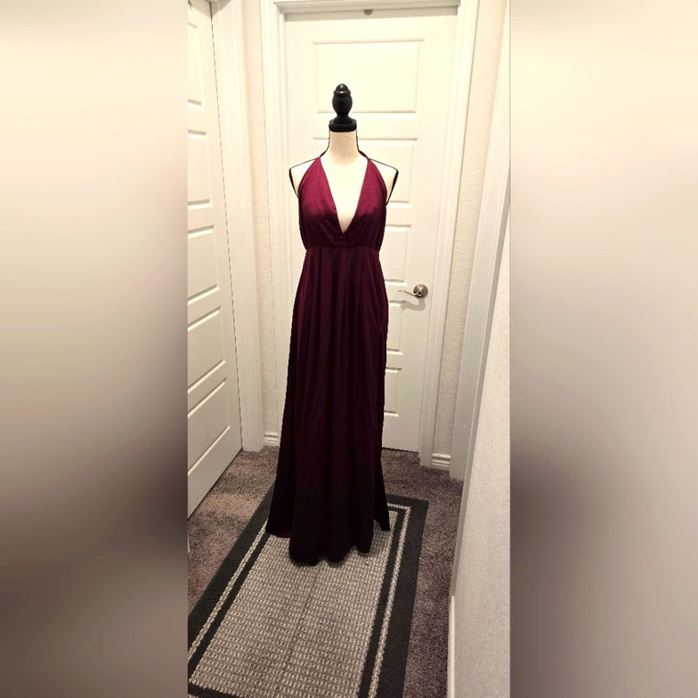 Satin polyester wine dress